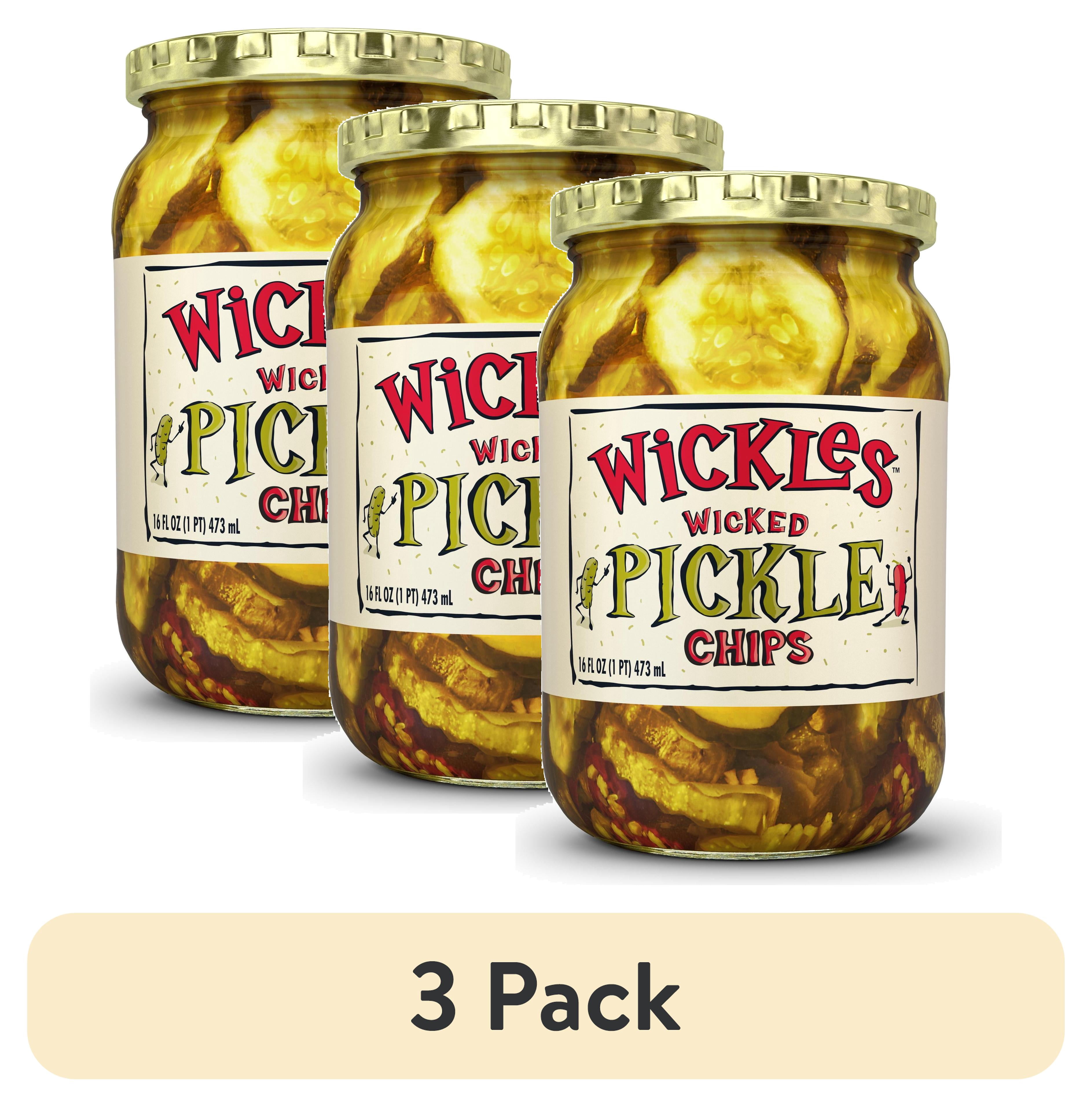 (3 pack) Wickles Wicked Pickle Chips, 16 fl oz Jar