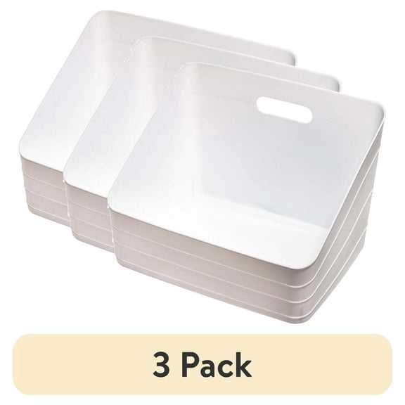 (3 pack)Wide Plastic Slanted Closet Organizer, Arctic White