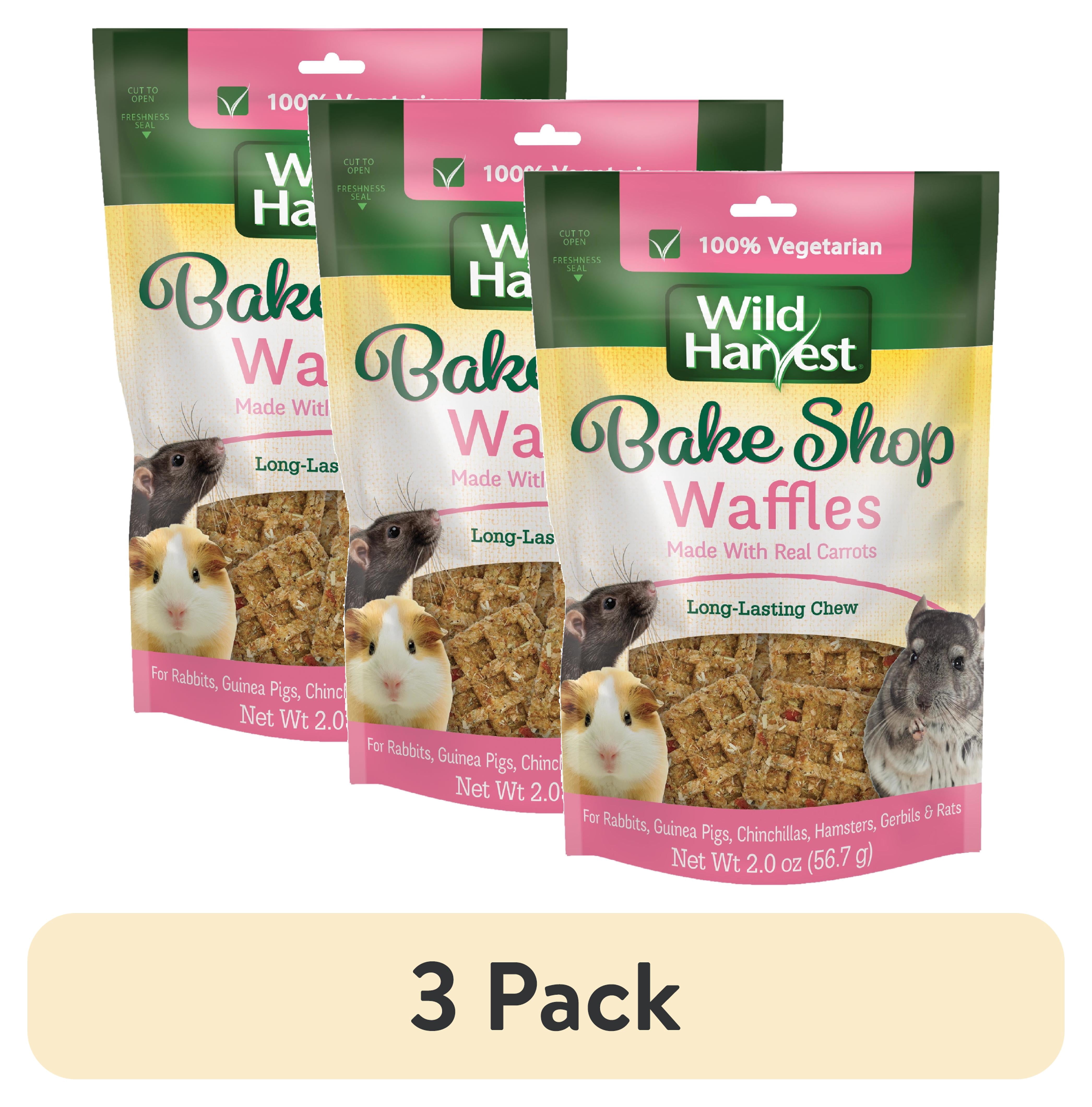 (3 pack) Wild Harvest Bake Shop Waffles for Small Animals, 2-in-1 Edible Long-Lasting Chew and Treat, 2 oz