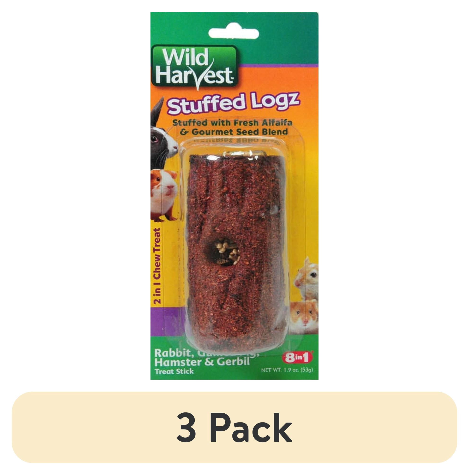 (3 pack) Wild Harvest Edible Log Stuffer Treat Stick for Small Animals