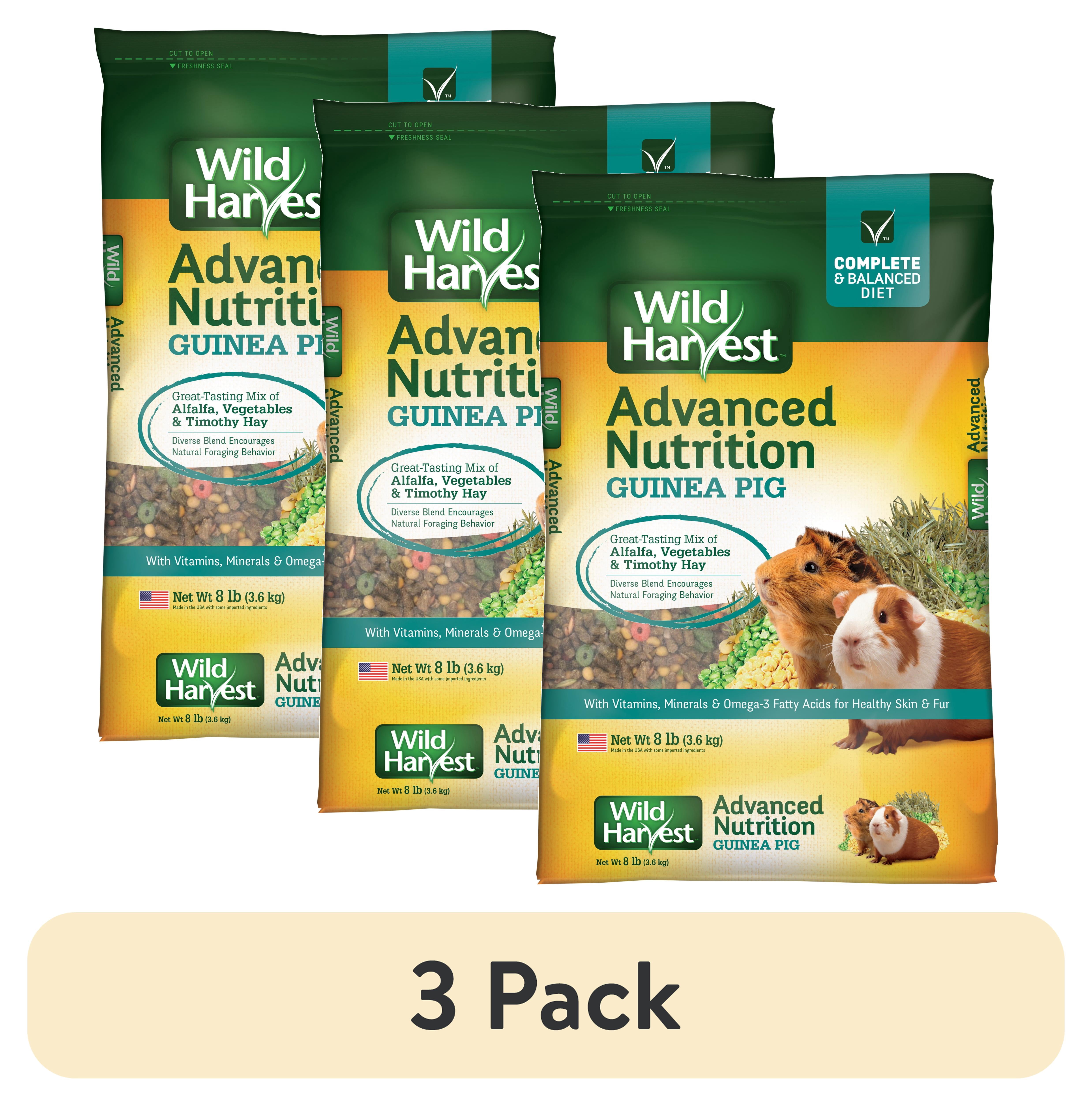 (3 pack) Wild Harvest Advanced Nutrition Guinea Pig Food, Complete and Balanced Diet, 8 lb.