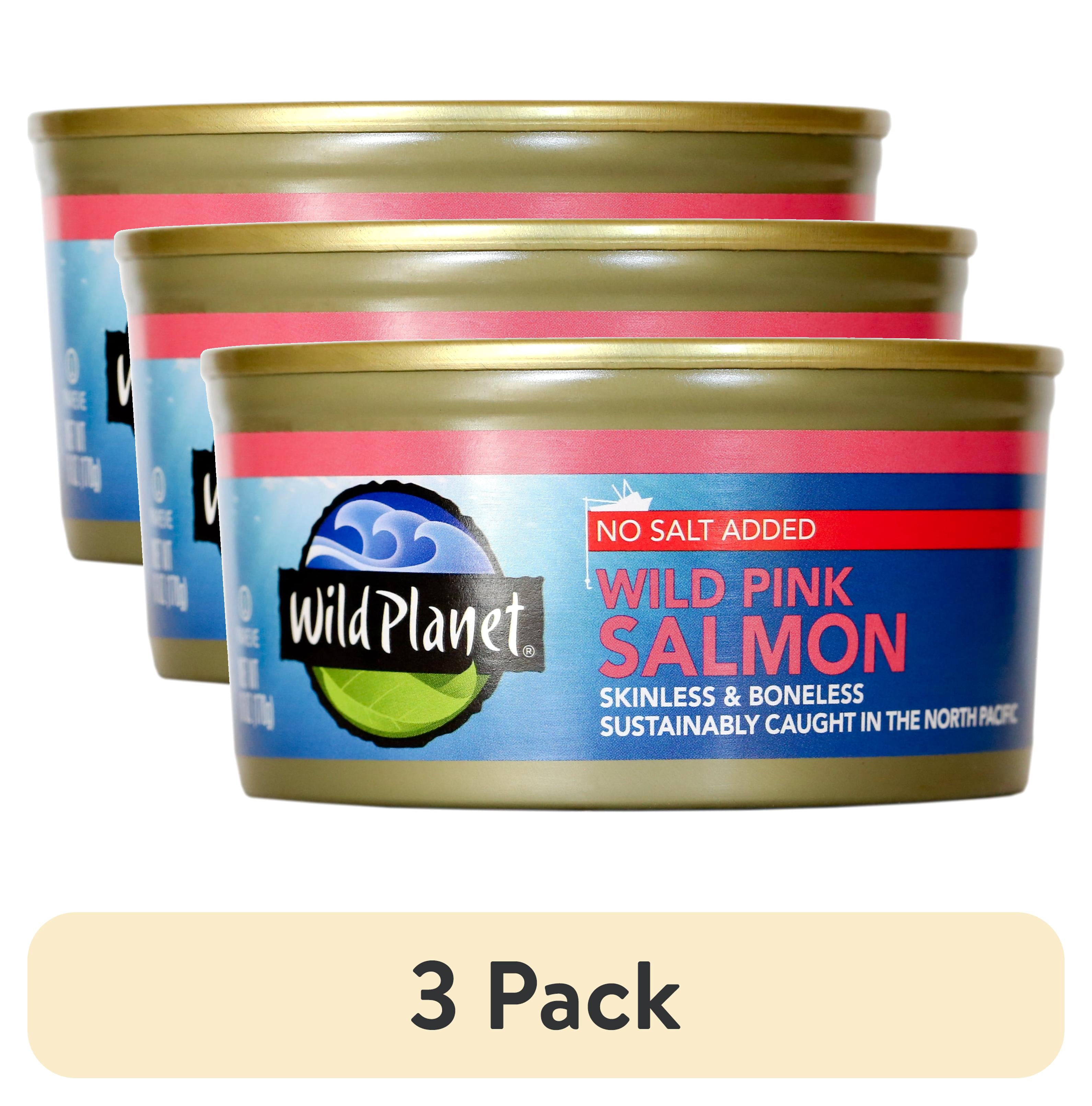 (3 pack) Wild Planet North Pacific Wild Caught Pink Salmon, No Salt Added, 6 oz Can