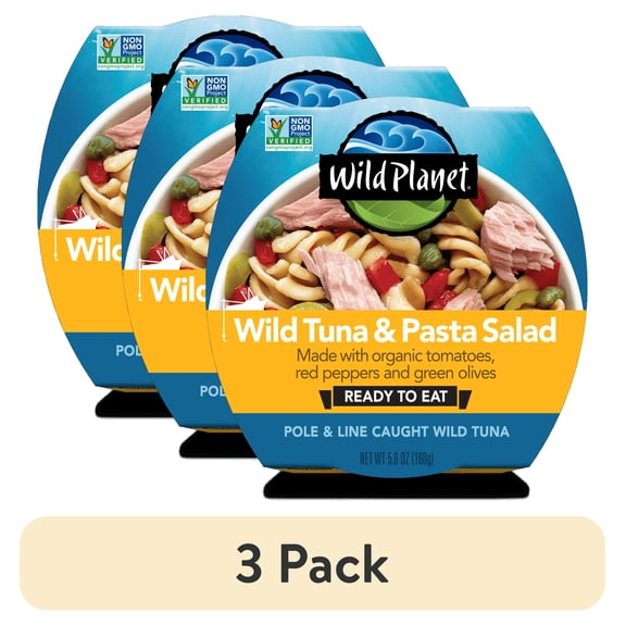 (3 pack) Wild Planet Ready to Eat Wild Caught Tuna Pasta Salad with Veggies, 5.6 oz Can