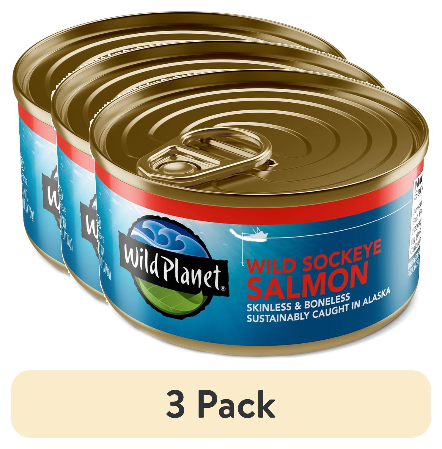 3 pack) Wild Planet Wild Alaska Sockeye Salmon, 6 oz Can - Walmart.com