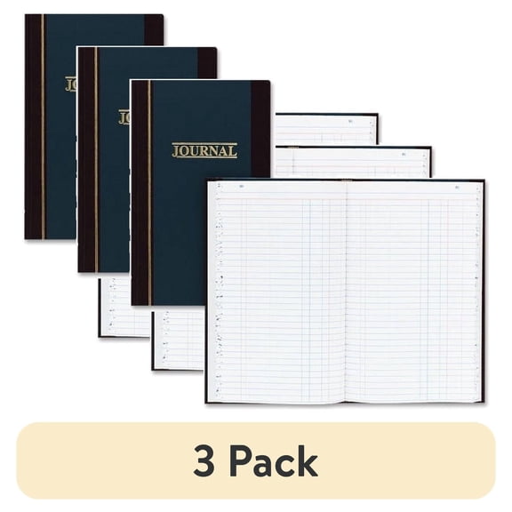 (3 pack) Wilson Jones S300 2-Column Journal 300 Sheet(s) - 7 1/4" x 11 3/4" Sheet Size - 2 Columns per Sheet - Blue - White Sheet(s) - Blue Cover - 1 Each