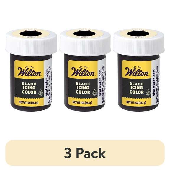 (3 pack) Wilton Black Food Coloring Edible Food Dye for Cake Decorating & Baking 1 oz. Jar