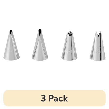 (3 pack) Wilton Flower Decorating Tip Set, 4-Piece