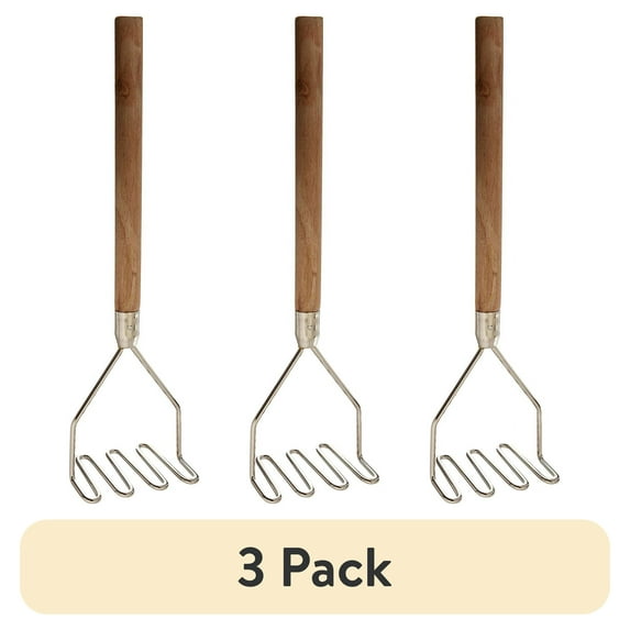 (3 pack) Winco PTM-18S Square Potato Masher, 4.5-Inch
