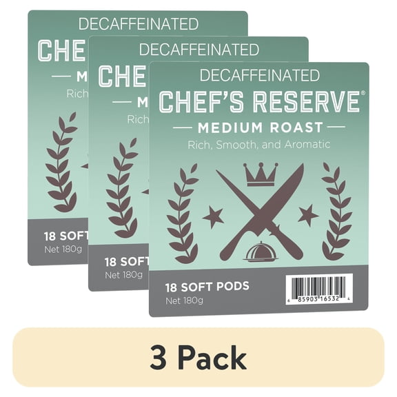 (3 pack) Wolfgang Puck Coffee Soft Pods, Chef's Reserve Decaf, Medium Roast, 18 count (pack of 1)
