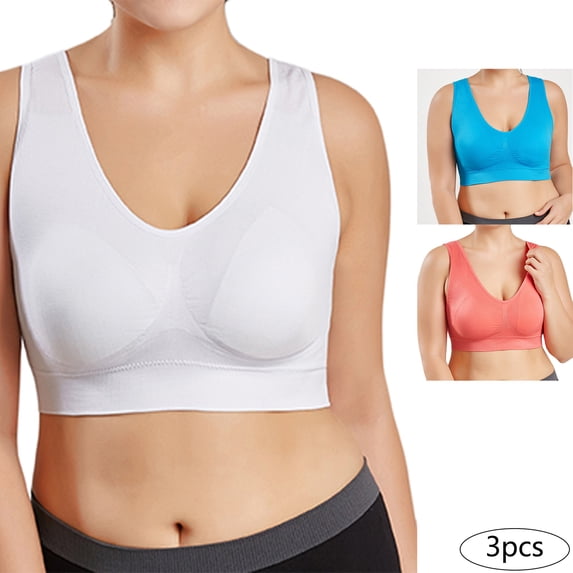 3 pack Women Sports Bra Wirefree Yoga Bras Tank Top High Intensity Push Up for Yoga Running