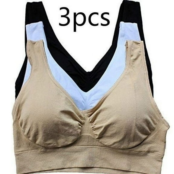 3 pack Women Sports Bra Wirefree Yoga Bras Tank Top High Intensity Push Up