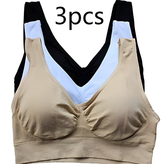 DoxQcs 3 pack Women Sports Bra Wirefree Yoga Bras Tank Top High Intensity Push Up