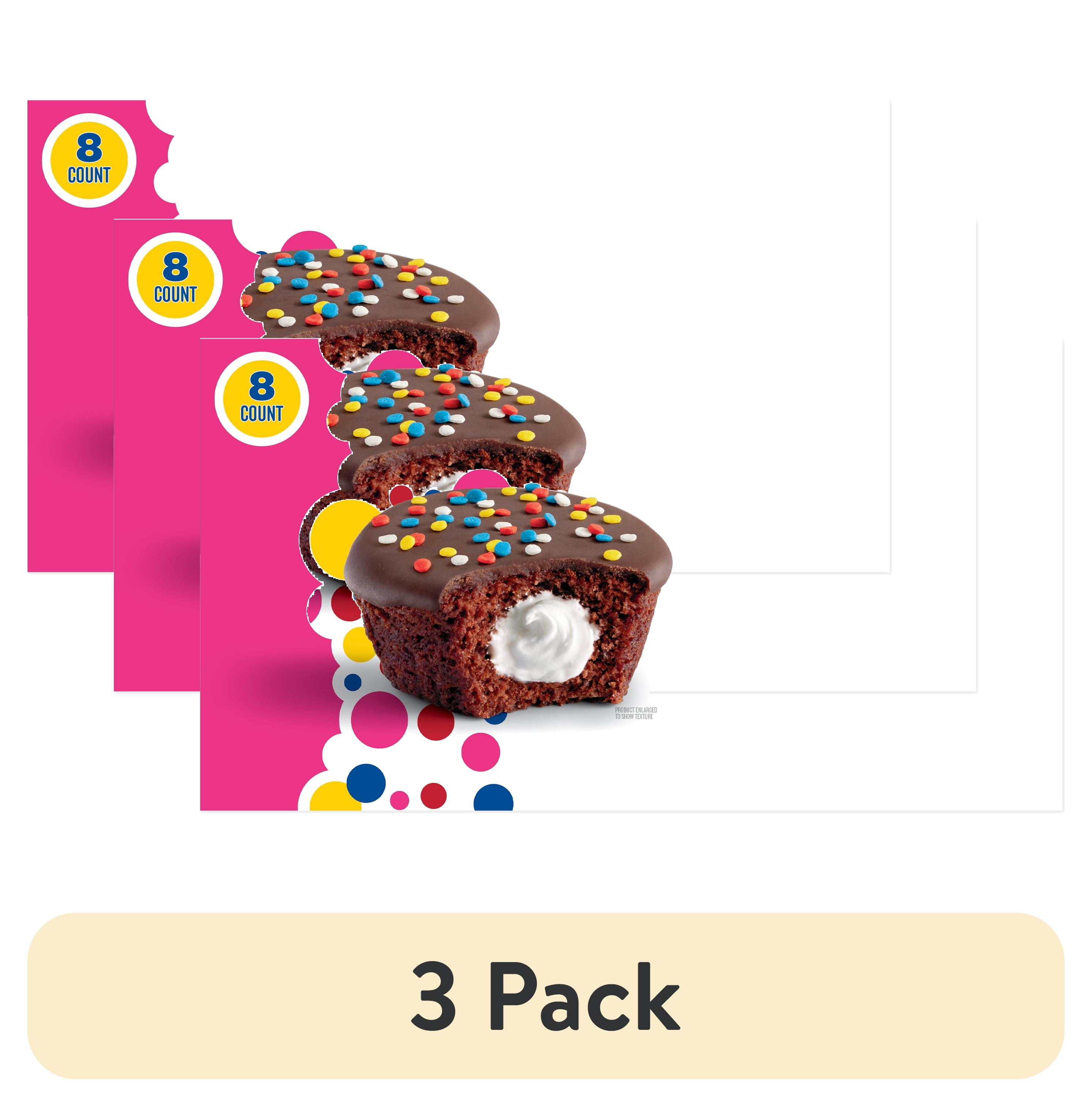 (3 pack) Wonder Crème Filled Chocolate Cupcakes, Individually Wrapped Cupcakes, 8 Count