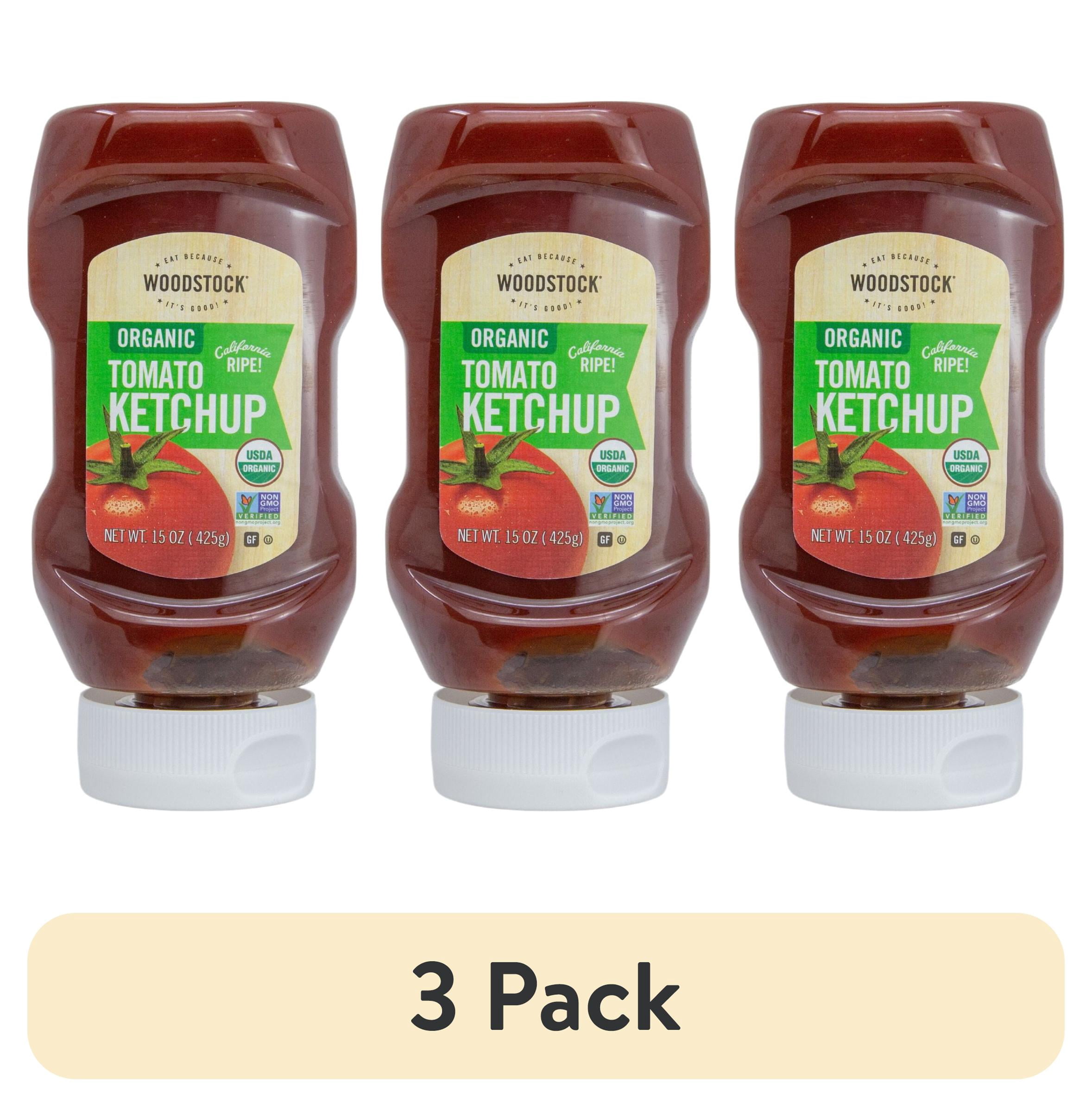 (3 pack) Woodstock Foods, Organic Tomato Ketchup, 15 oz Plastic Container