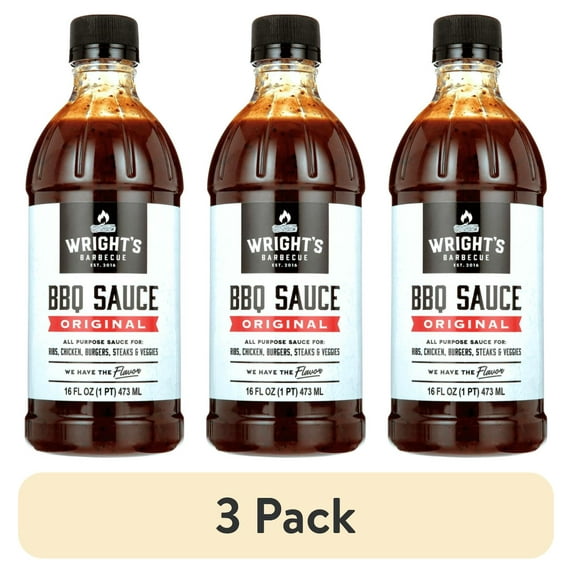 (3 pack) Wright's Barbecue Original BBQ Sauce, Premium Arkansas Based, Dairy-Free