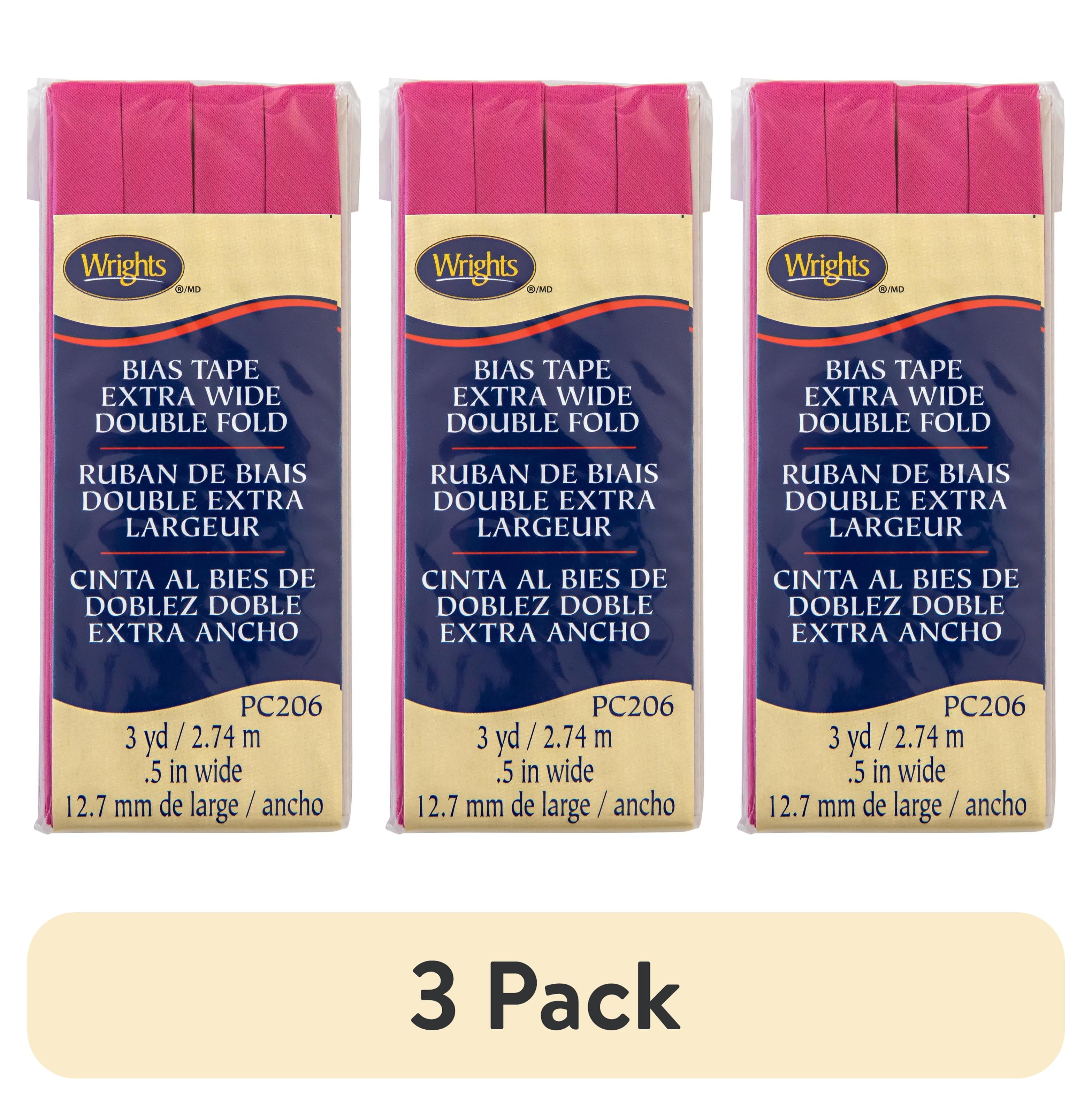 (3 pack) Wrights 1/2" Bright Pink Extra Wide Double Fold Bias Tape, 3 yd