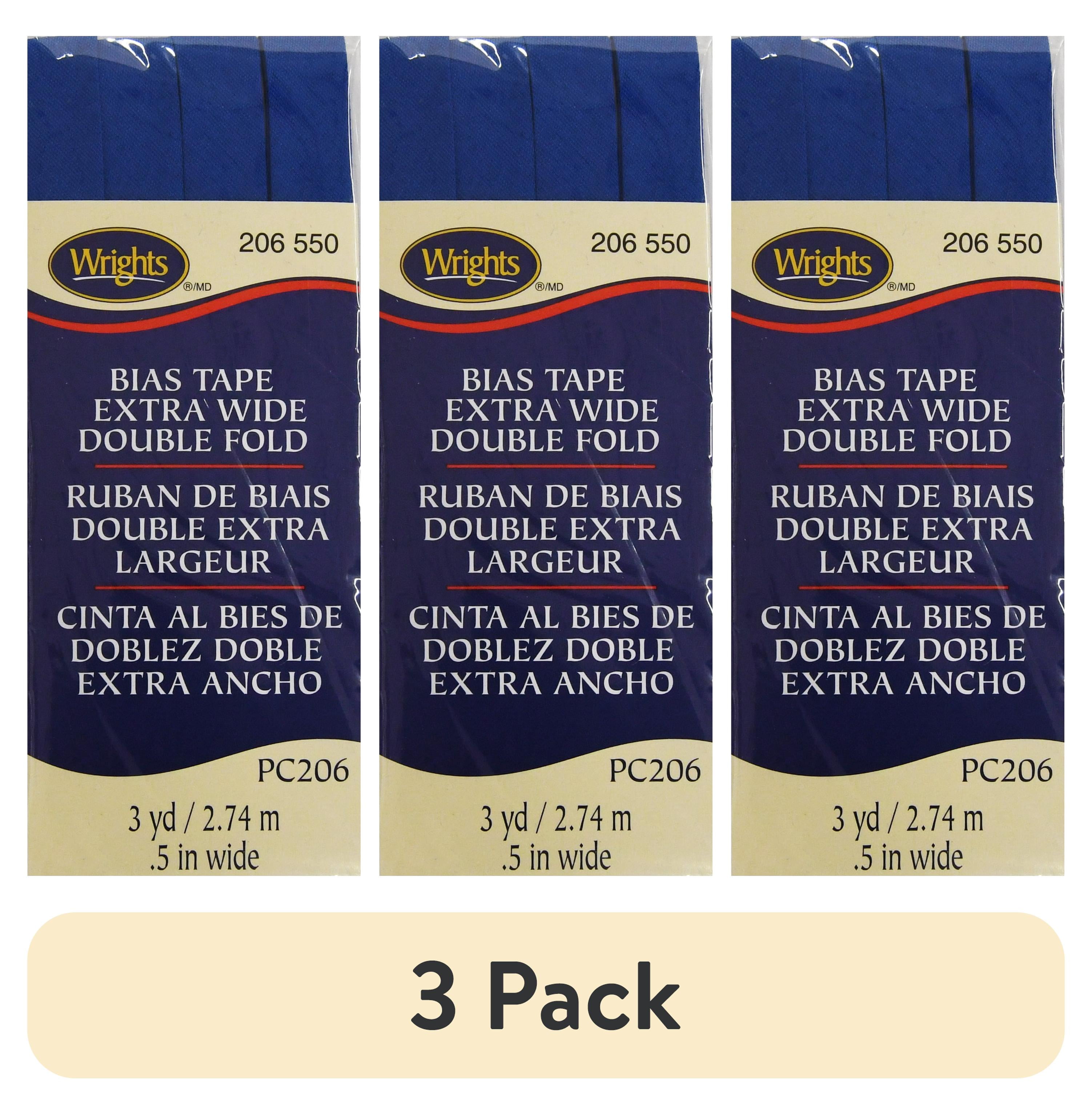 (3 pack) Wrights 1/2" Lapis Blue Extra Wide Double Fold Bias Tape, 3 yd Polyester Blend Sewing Trim