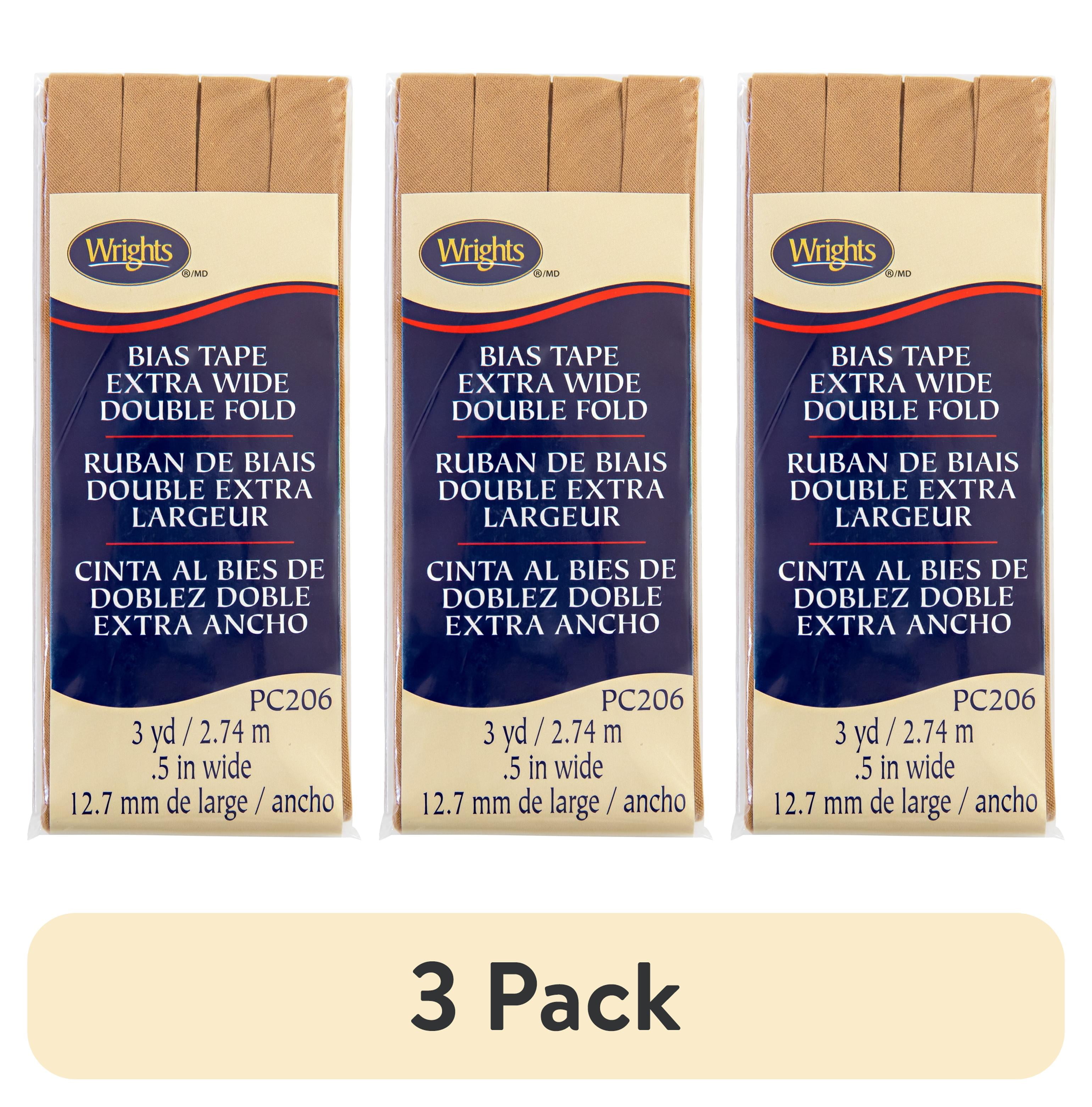 (3 pack) Wrights 1/2" Tan Extra Wide Double Fold Bias Tape, 3 yd