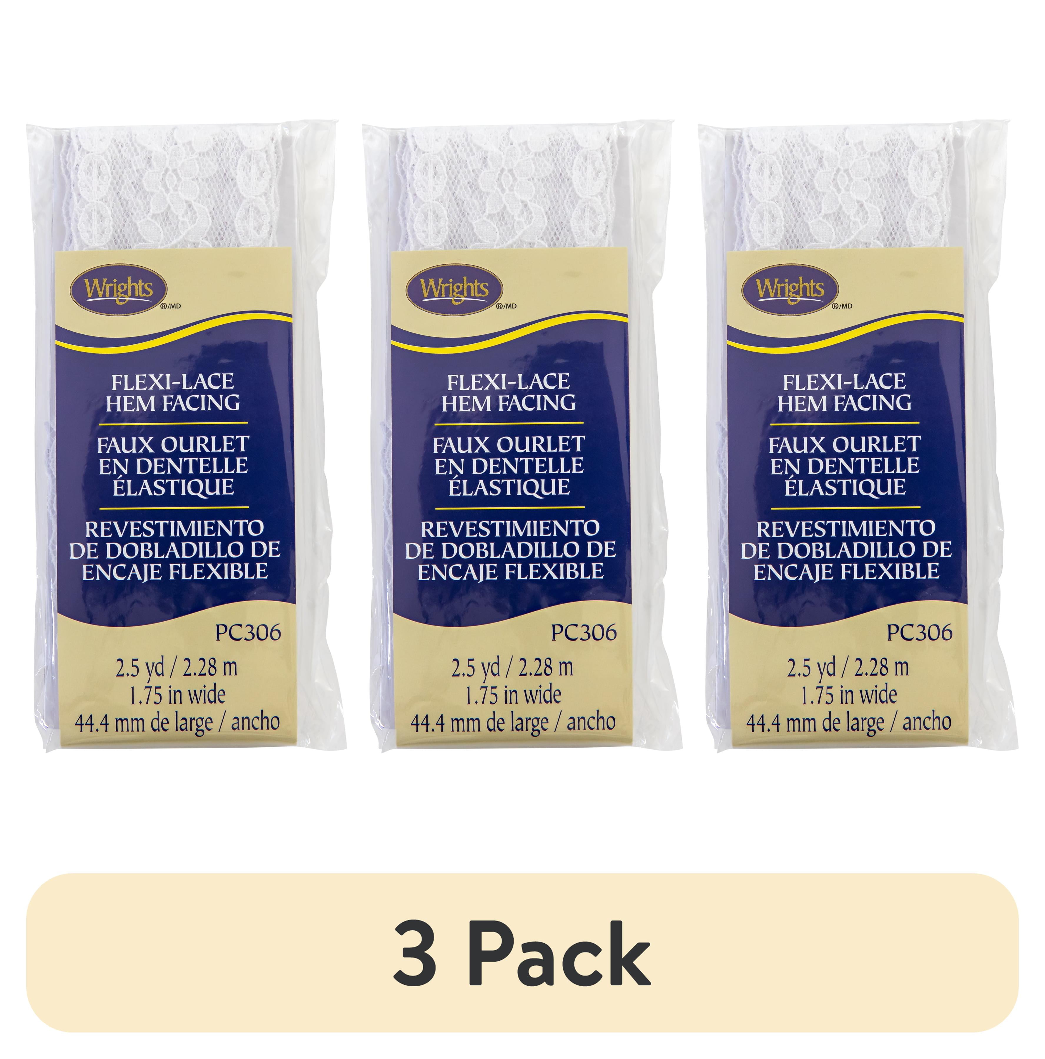 (3 pack) Wrights 1 3/4" White Lace Hem Facing, 3 yd