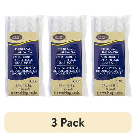 (3 pack) Wrights 1 3/4" White Lace Hem Facing, 3 yd
