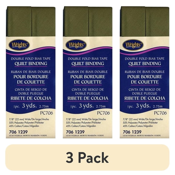 (3 pack) Wrights 7/8"X3 Yd Double Fold Leaf Quilt Binding