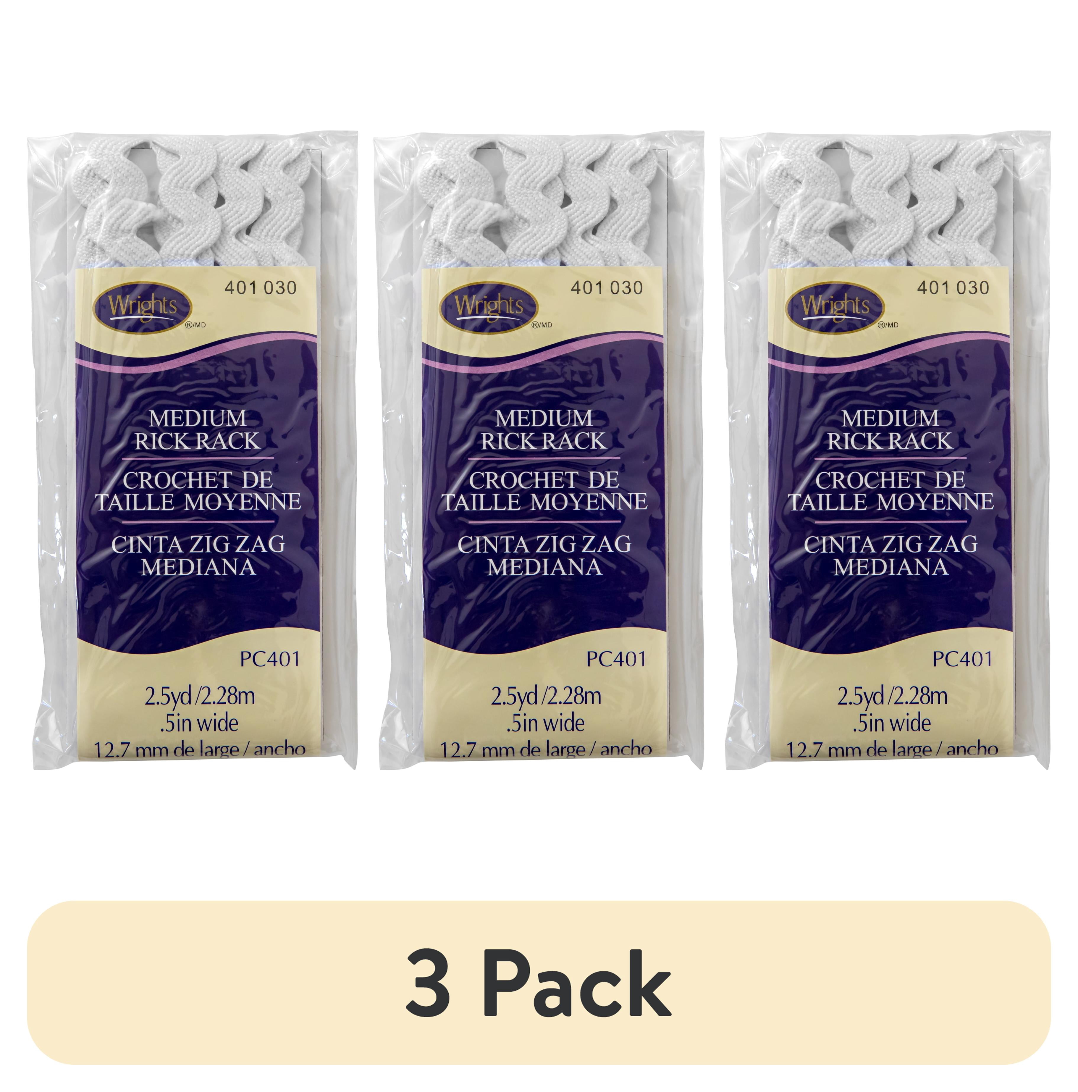 (3 pack) Wrights Rick Rack, White, 1/2