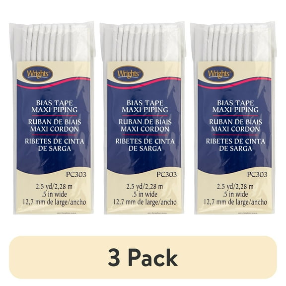 (3 pack) Wrights White 1/2" Maxi Corded Piping 2.5 yd Sewing Trim