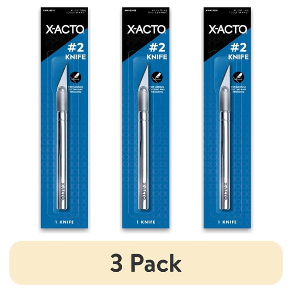 (3 pack) X-ACTO No.2 Standard Medium Duty Knife for Cutting & Trimming, Craft Knife, 1 Count