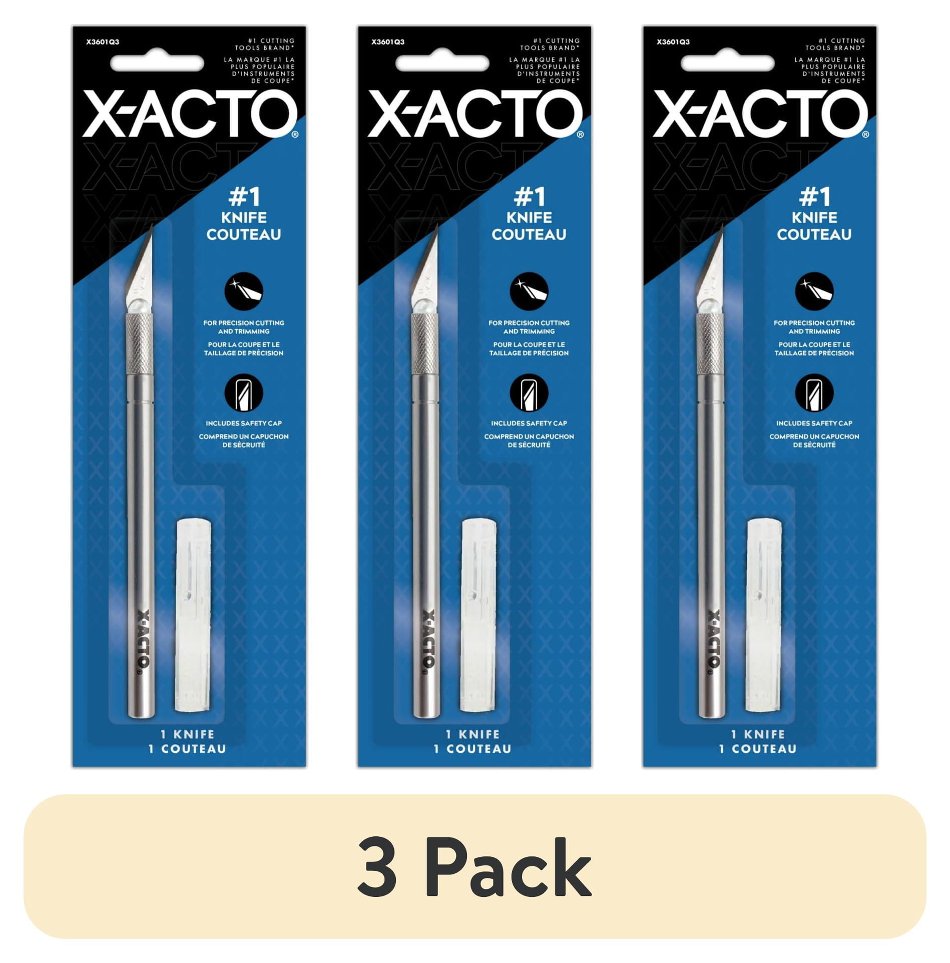 (3 pack) X-Acto No.1 Knife with Safety Cap for Cutting and Trimming, Craft Knife, 1 Count