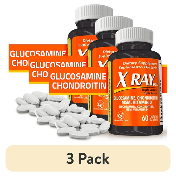 (3 pack) X Ray Triple Action Joint Health Supplement, Glucosamine Chondroitin, MSM, Vitamin D, 60 Count