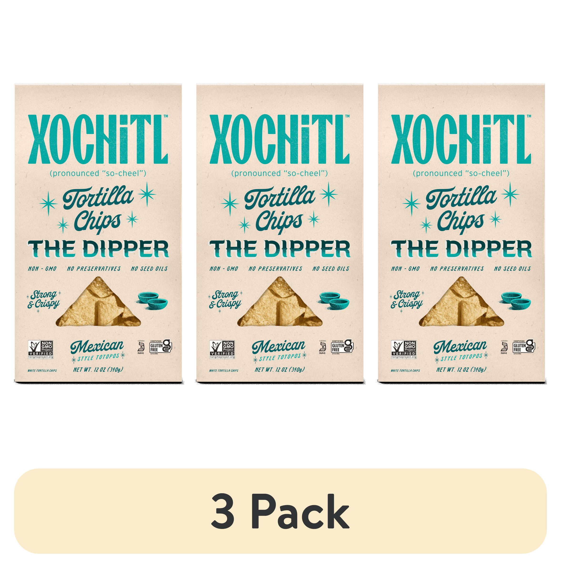 (3 pack) Xochitl The Dipper White Corn Tortilla Chips, 12 oz Paper Bag