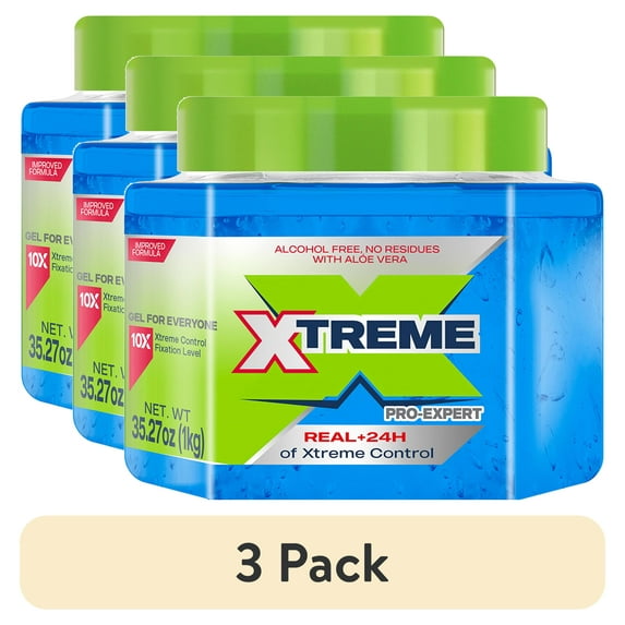 (3 pack) Xtreme Professional Jumbo Blue UV Protection Styling Hair Gel, 35.27 oz
