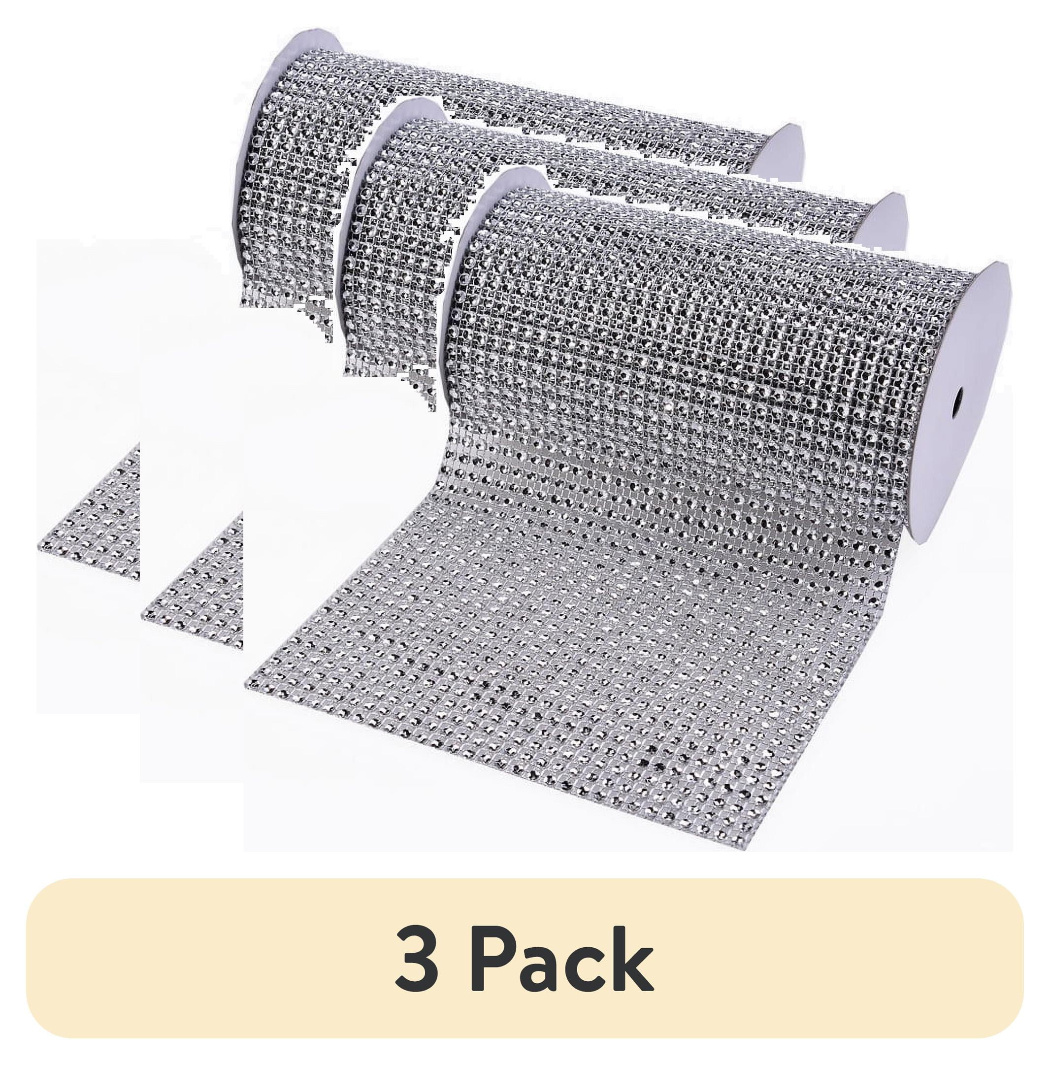 (3 pack) YAMA RIBBON Bling Wrap 6" Silver Rhinestone Sewing Trim by the Yard
