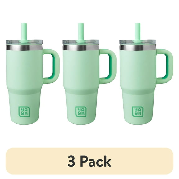 (3 pack) YAYA My First Travel Tumbler for Toddlers 3+ with Reusable Straw and Spill-Safe Lid, 12oz, Sage