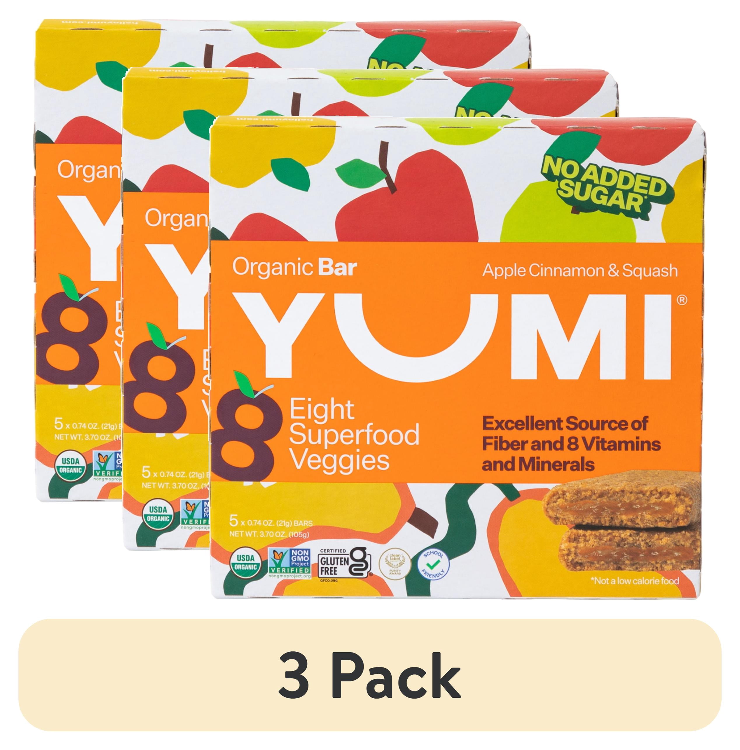 (3 pack) YUMI Organic Apple & Cinnamon Squash Toddler Snack Bars - 3.7oz/5ct
