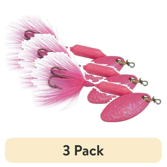 (3 pack) Yakima Bait Worden's Original Single Hook Rooster Tail, Inline Spinnerbait Fishing Lure, Glitter Pink, 1/16 oz.