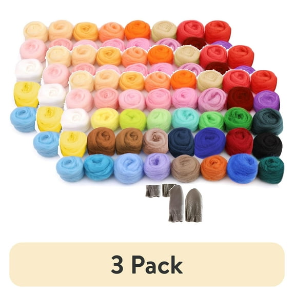 (3 pack) Yalumo Needle Felting Kit for Beginners, Wool Roving 40 Colors Set Complete Wool Felt Tools for Felted Animal Needle Felting Starter Kit