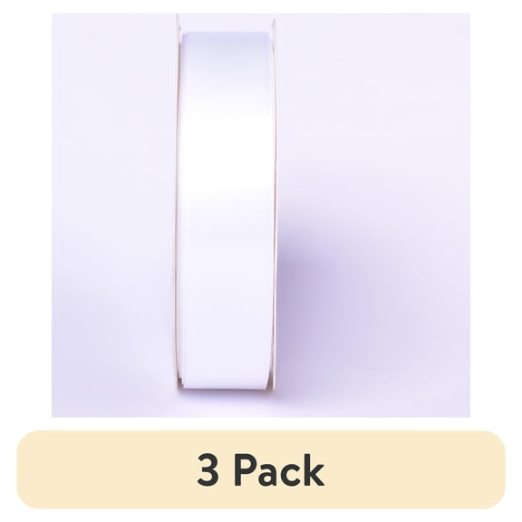 (3 pack) Yama Ribbon 1.5" Single Face Satin White Mega Ribbon, 1 Each