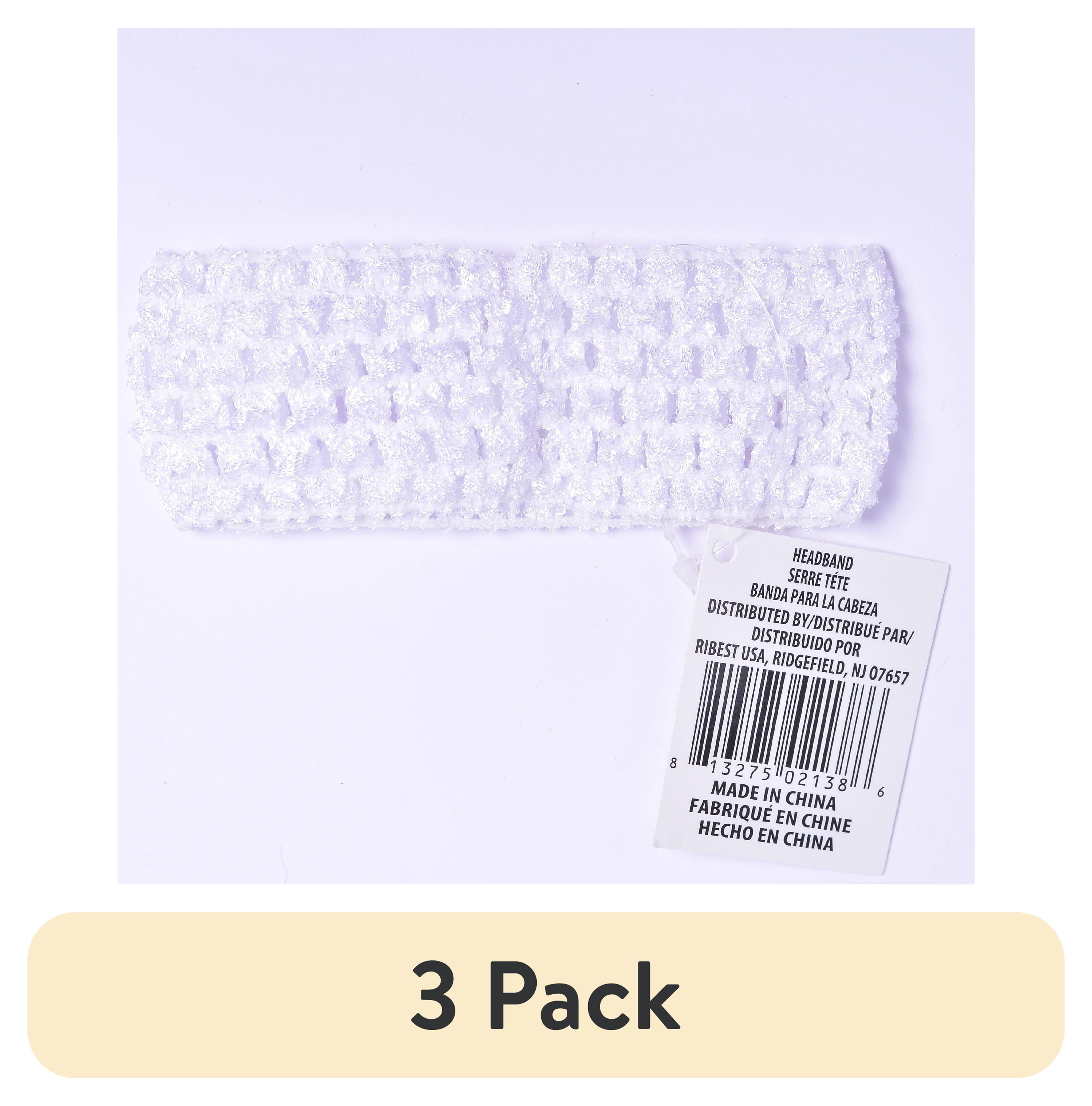 (3 pack) Yama Ribbon, Female Girls Child Accessories Knit Headband in White, 1 Count
