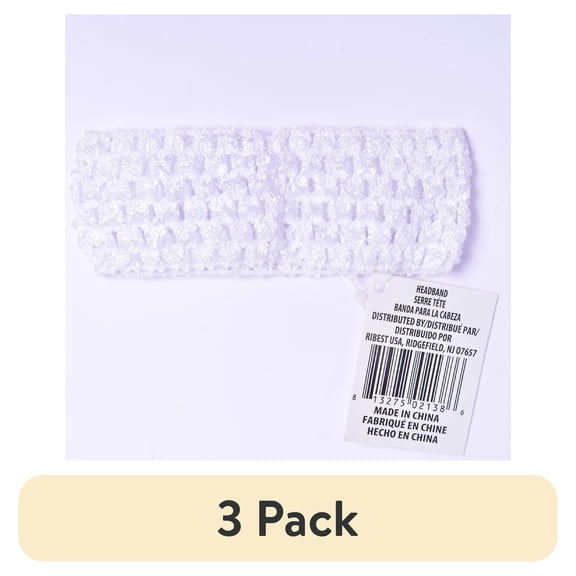 (3 pack) Yama Ribbon, Female Girls Child Accessories Knit Headband in White, 1 Count