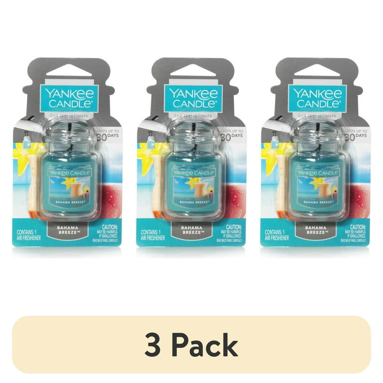 Yankee Candle Car Air Fresheners, Hanging Car Jar Ultimate 3-Pack, Includes: 1 Bahama Breeze, 1 Black Coconut, and 1 Turquoise Sky