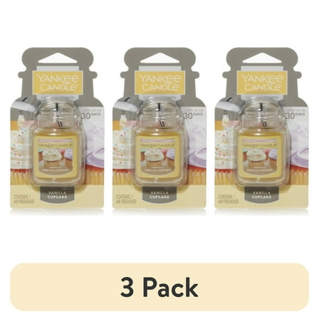 (3 pack) Yankee Candle Car Jar Ultimate Vanilla Cupcake Scent Air Freshener