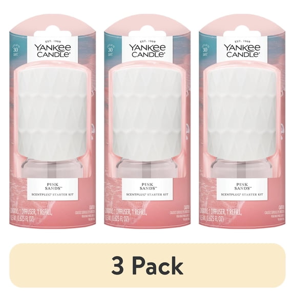 (3 pack) Yankee Candle White/Pink Sands ScentPlug Fragrance Diffuser Starter Kit
