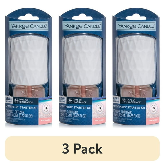 (3 pack) Yankee Candle White/Pink Sands ScentPlug Fragrance Diffuser Starter Kit