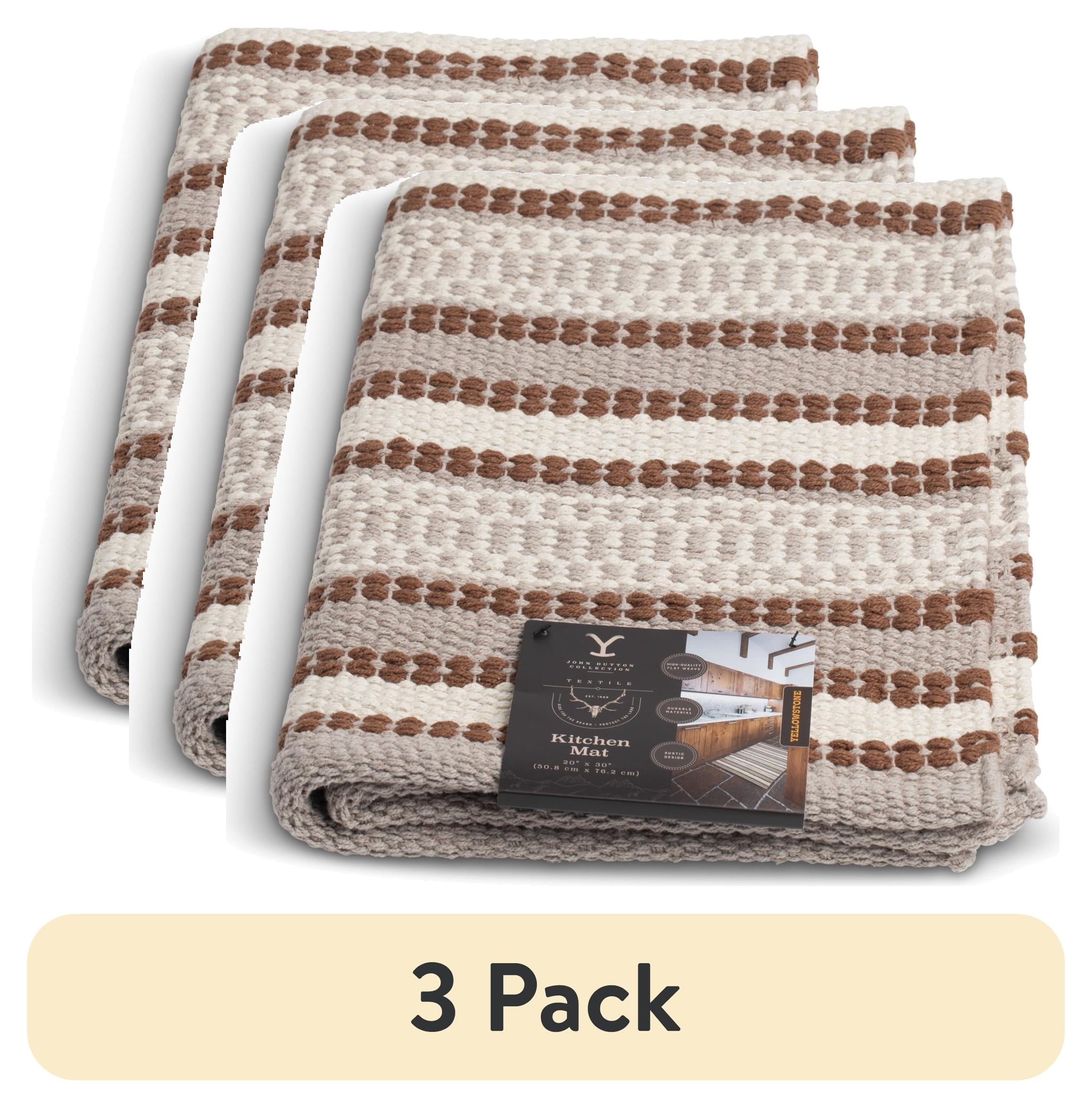 (3 pack) Yellowstone 20" x 30" Rustic Two-Tone Kitchen Mat, John Collection