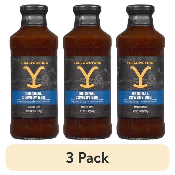 (3 pack) Yellowstone Cowboy Original BBQ Sauce, 19 oz