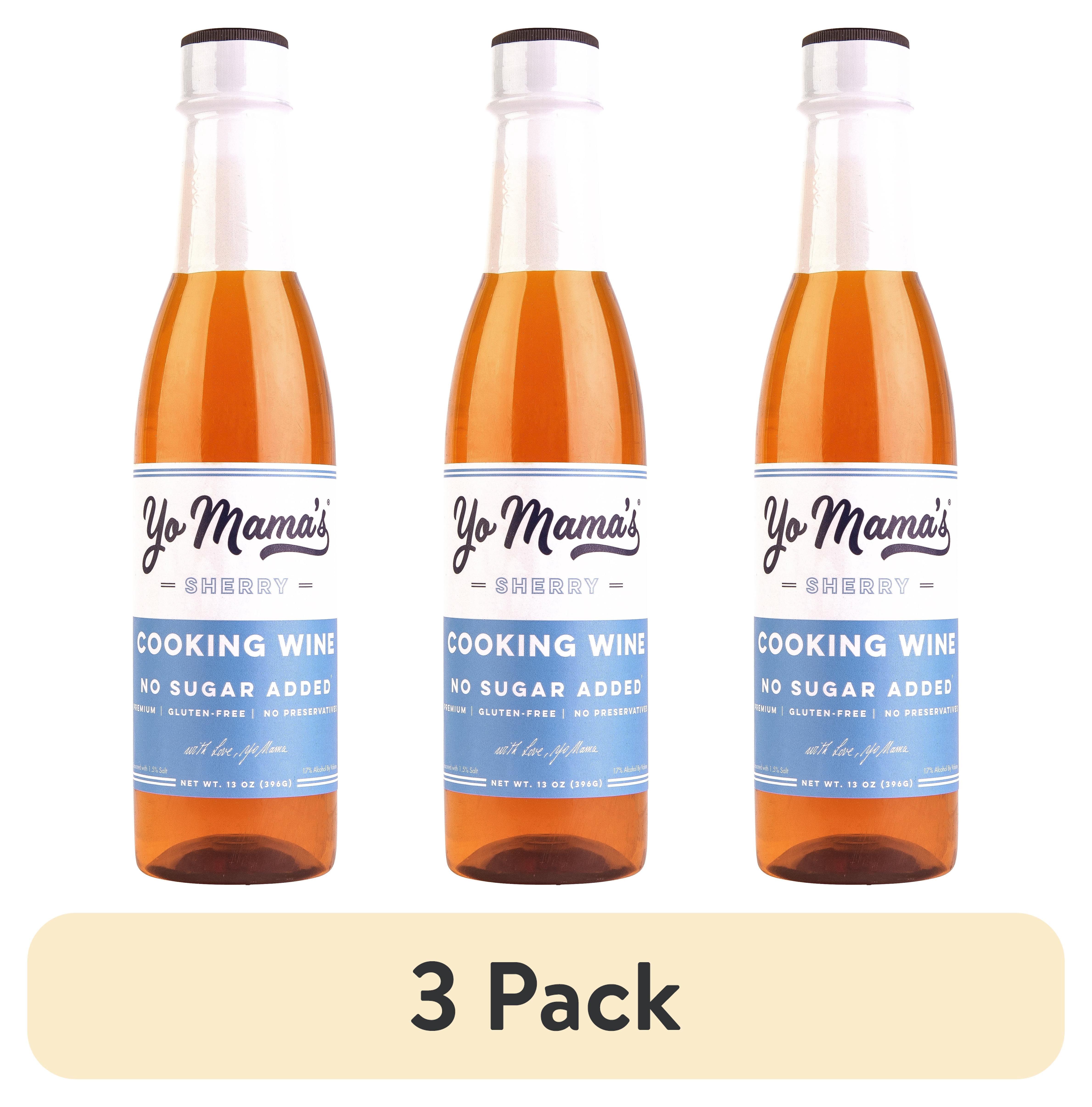 (3 pack) Yo Mama's Foods Premium Sherry Cooking Wine, No Sugar Added, Gluten Free, 1 Bottle
