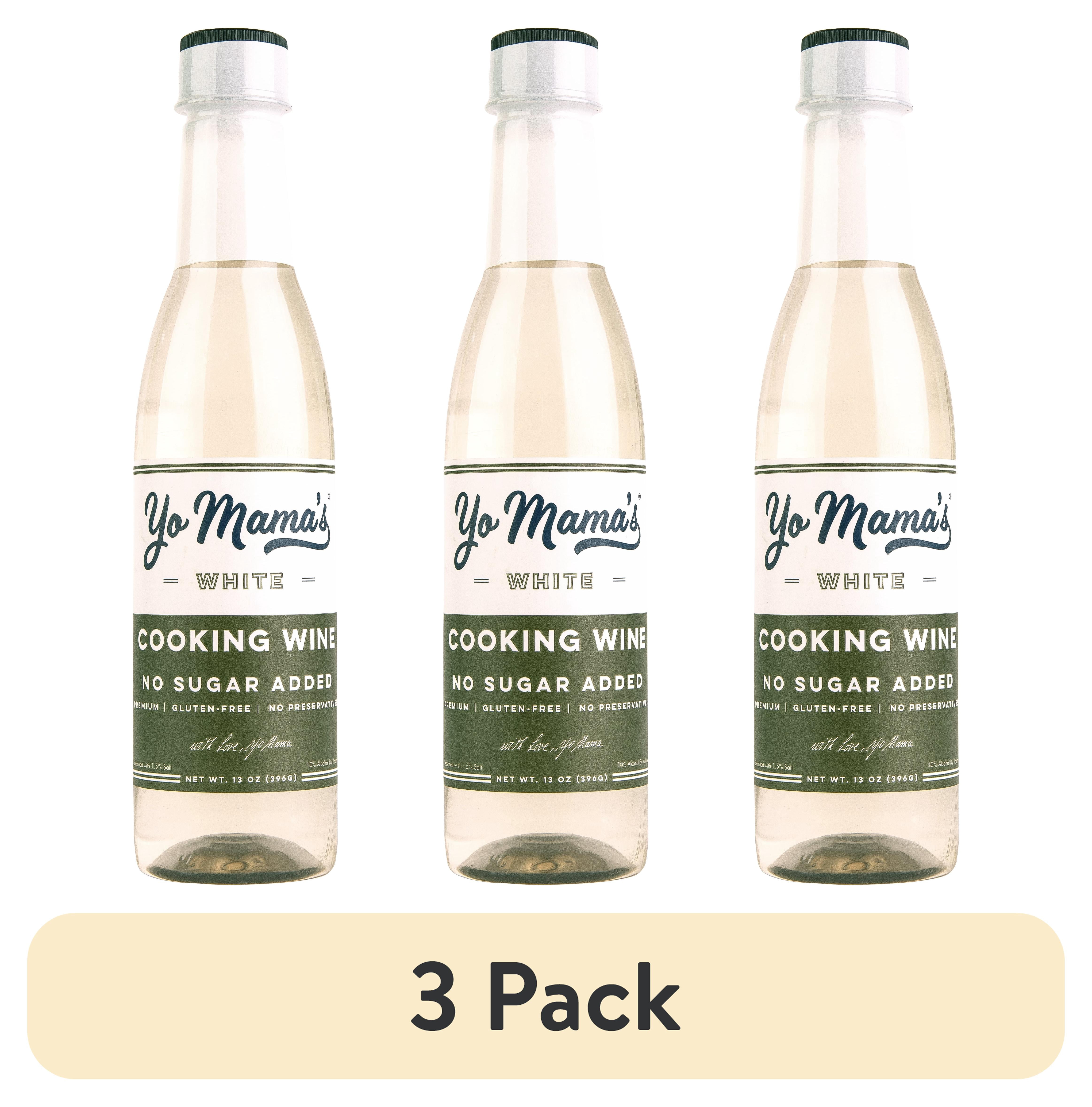 (3 pack) Yo Mama's Foods Premium White Cooking Wine, No Sugar Added, Gluten Free, 1 Bottle