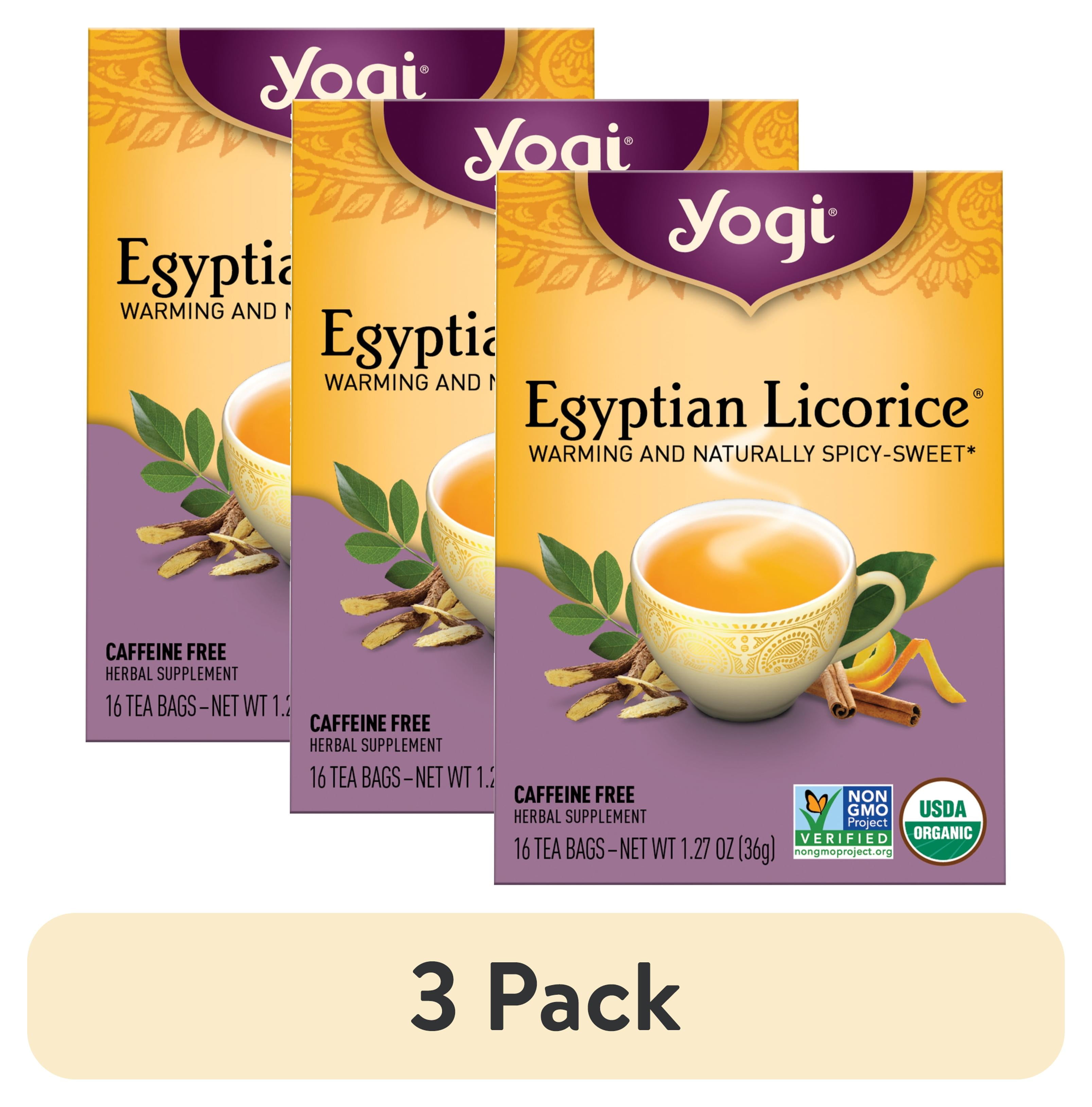 (3 pack) Yogi Egyptian Licorice, Organic Herbal Wellness Tea Bags, 16 Count