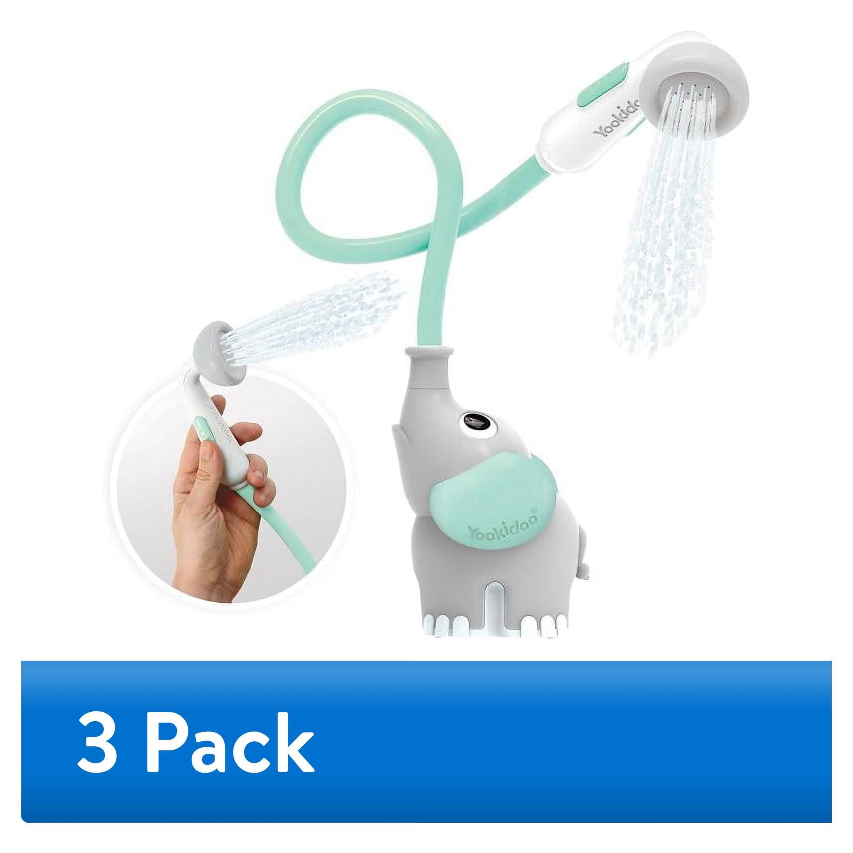 (3 pack) Yookidoo Elephant Baby Bath Shower Head & Rinser - Fun & Comfort for Newborns